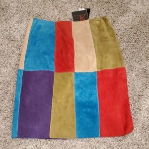Adrienne Landau multi suede leather skirt